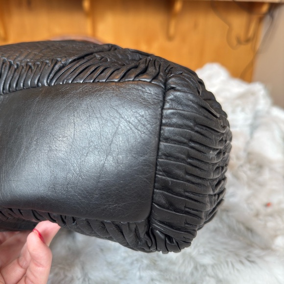 Coach Black Ruched Leather Satchel - Picture 7 of 11